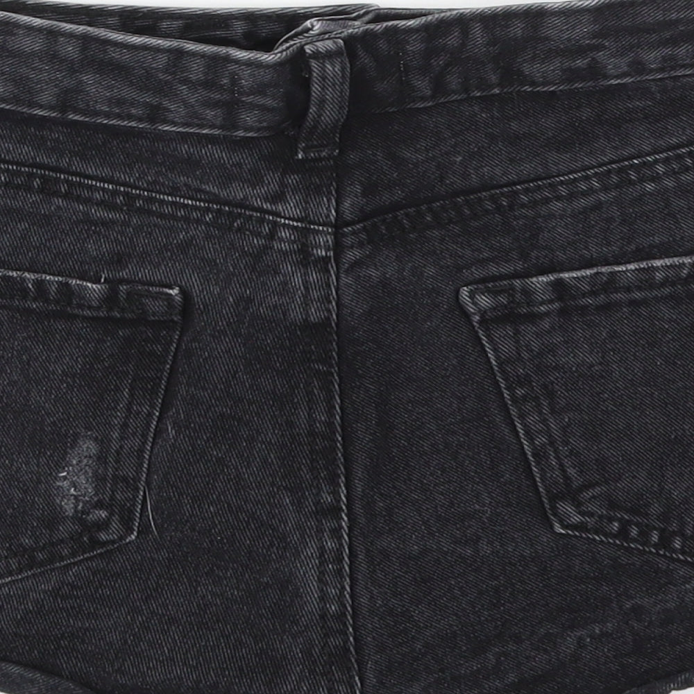 DENIM &CO Womens Black   Cut-Off Shorts Size 8