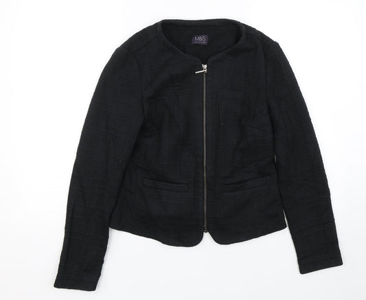 M&S Womens Black   Full Zip Jumper Size 10