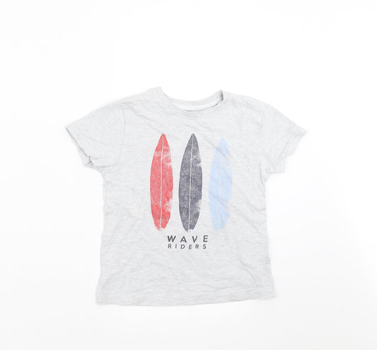Primark Boys Grey   Basic T-Shirt Size 3-4 Years  - Surf Boards