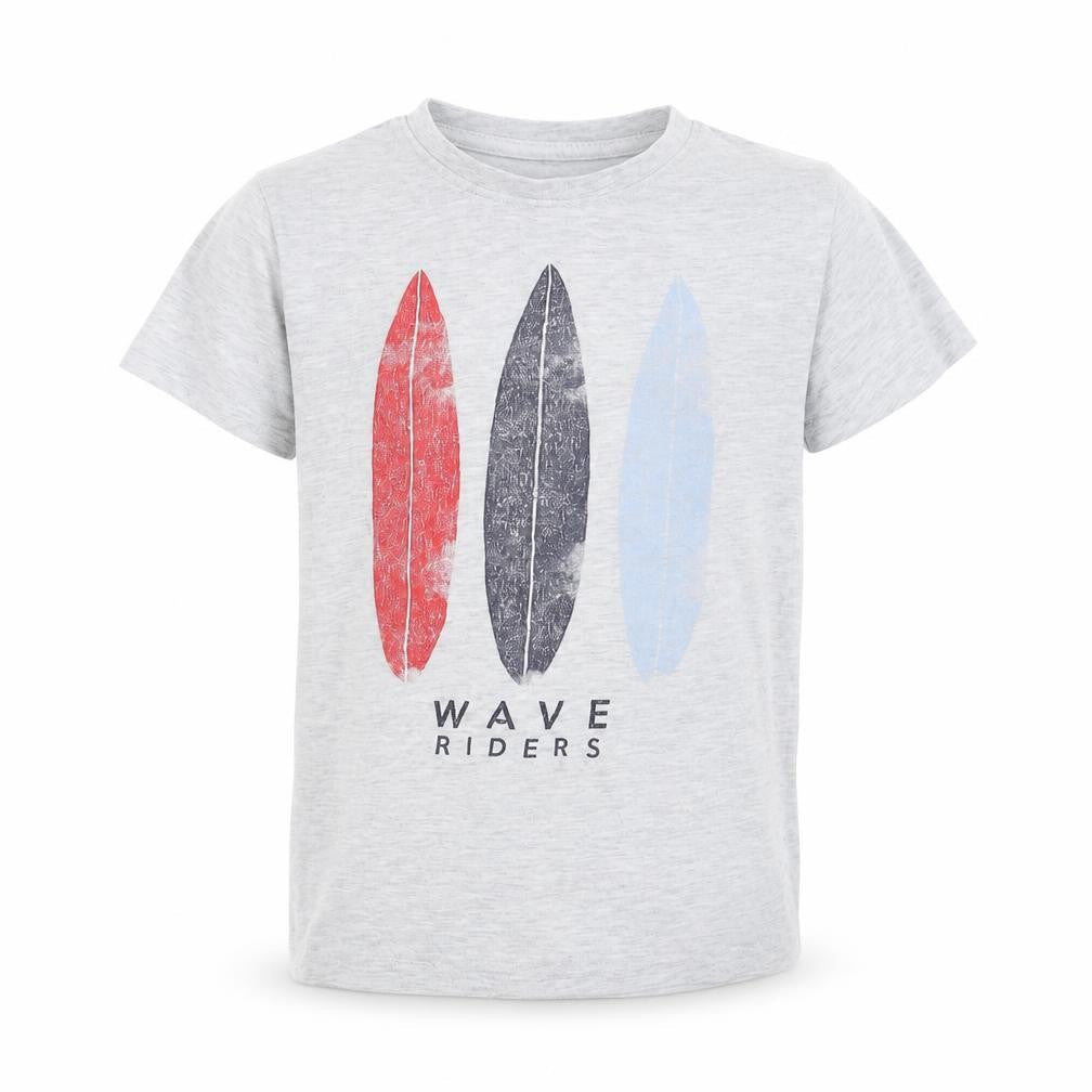 Primark Boys Grey   Basic T-Shirt Size 3-4 Years  - Surf Boards