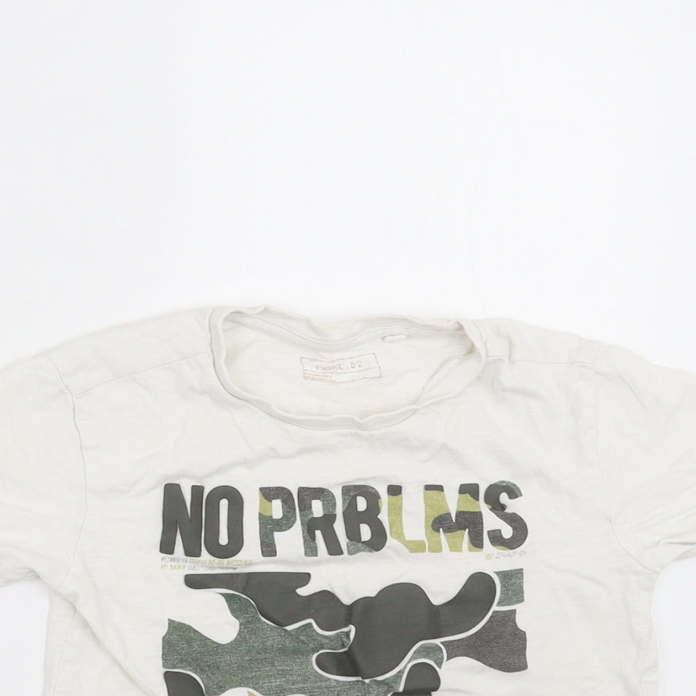 NEXT Boys White   Basic T-Shirt Size 4 Years  - Camo detail