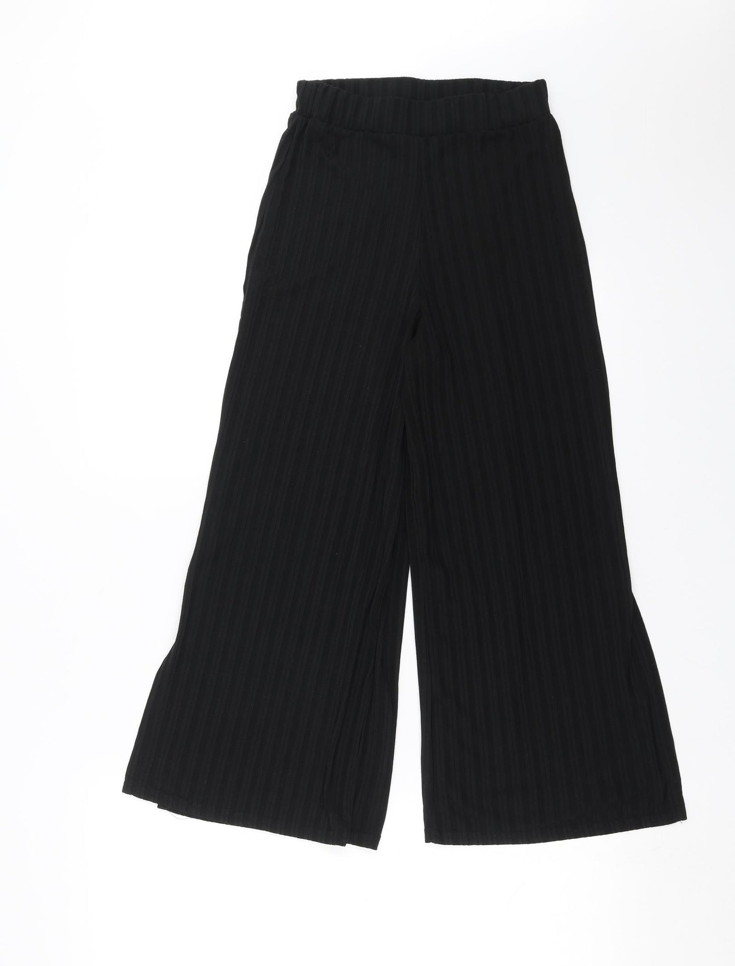 Boohoo Womens Black Striped  Cropped Trousers Size 8 L22 in