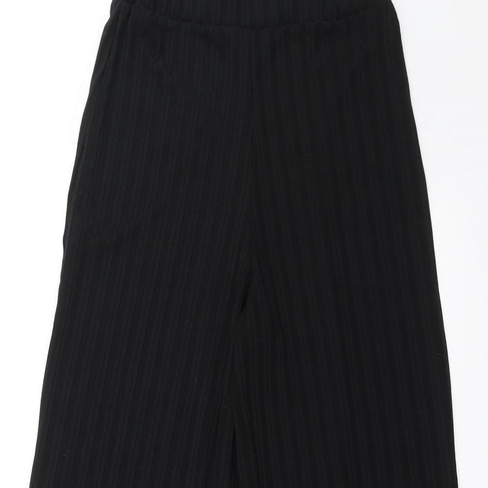 Boohoo Womens Black Striped  Cropped Trousers Size 8 L22 in