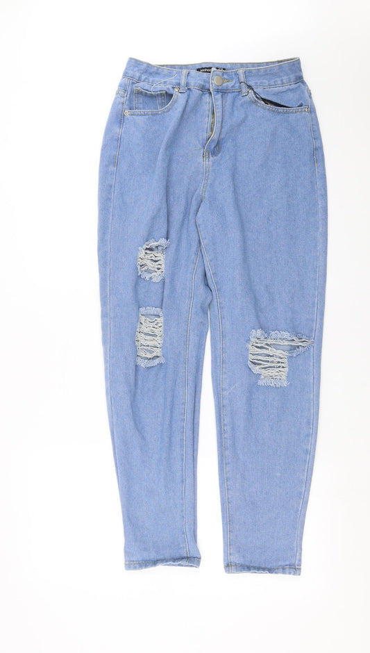 Preloved Boohoo Womens Blue  Denim Mom Jeans Size 10 L28 in - Front