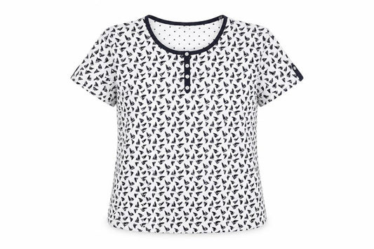 EWM Womens White   Basic T-Shirt Size M  - boat pattern