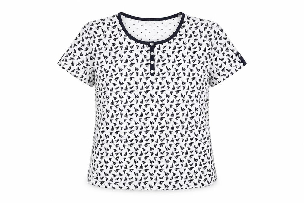 EWM Womens White   Basic T-Shirt Size M  - boat pattern