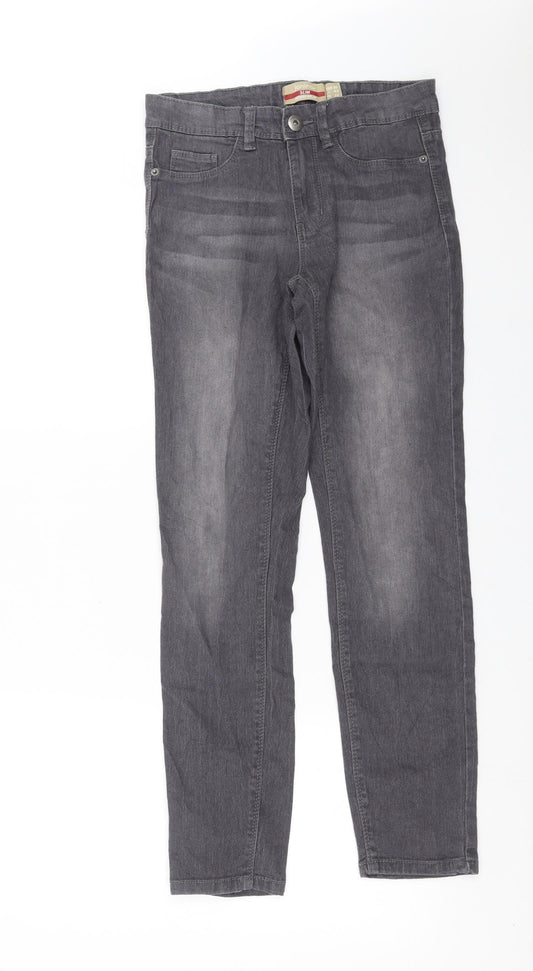 Janina Womens Grey  Denim Straight Jeans Size 8 L28 in