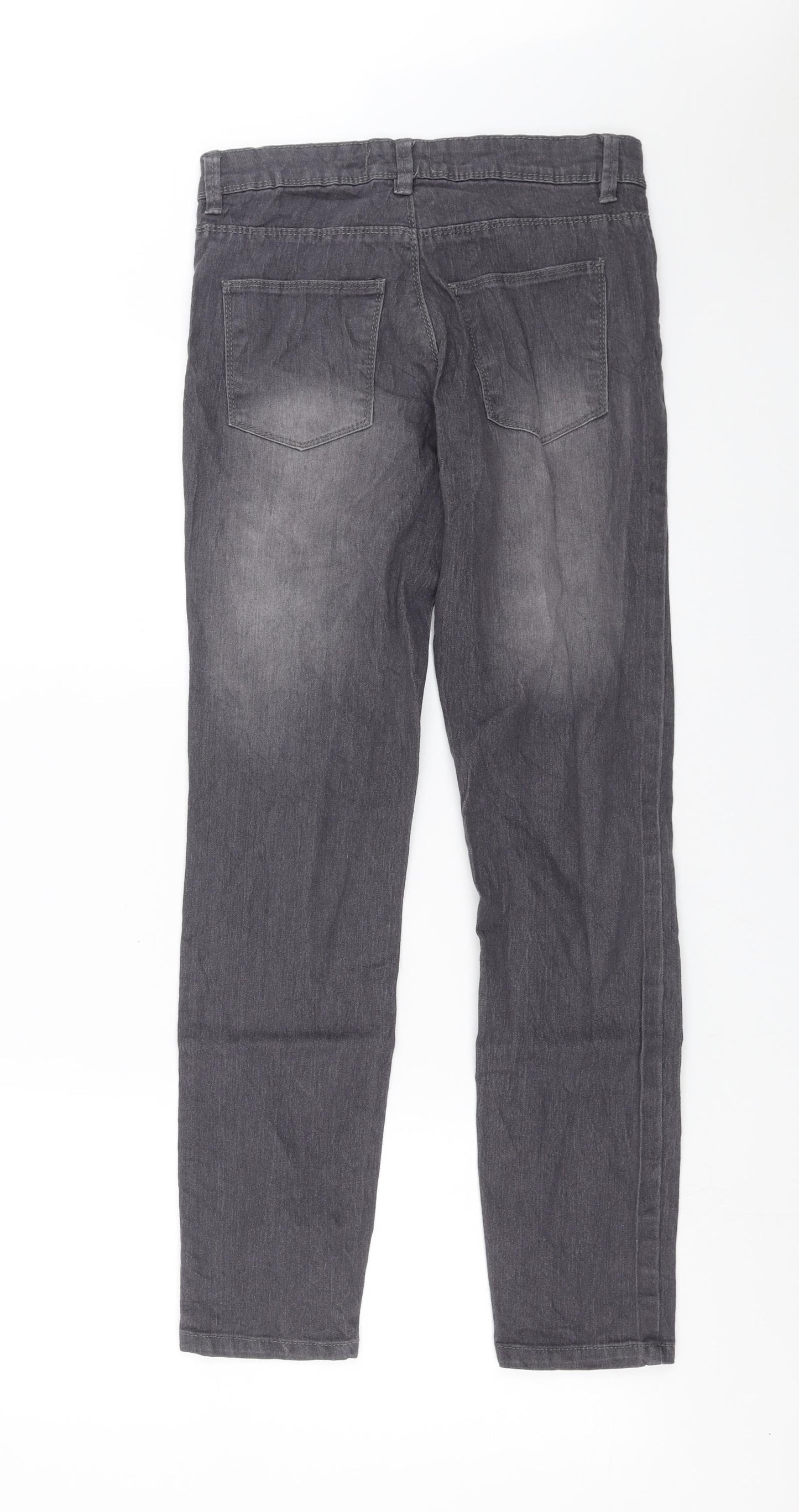 Janina Womens Grey  Denim Straight Jeans Size 8 L28 in