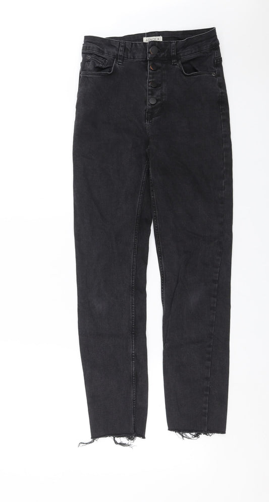 Lindex Womens Black  Denim Skinny Jeans Size 10 L27 in - Distressed hem