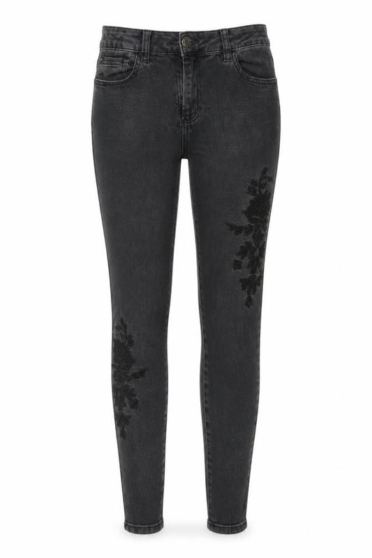 Next Womens Grey  Denim Skinny Jeans Size 10 L30 in - Embroidered detail