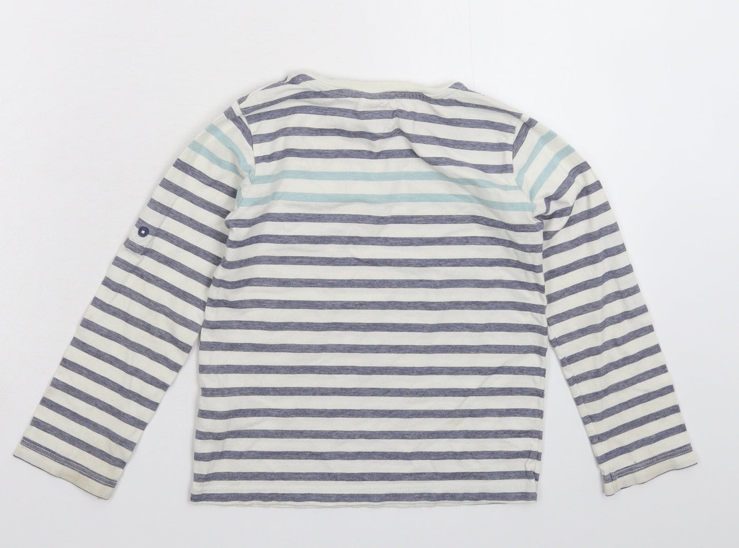 Preworn Girls White Striped  Basic T-Shirt Size 6 Years