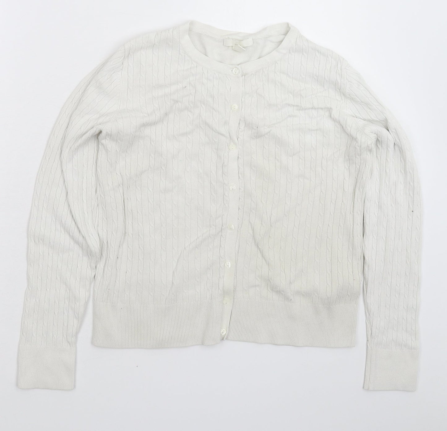 H&M Womens White  Knit Pullover Jumper Size M