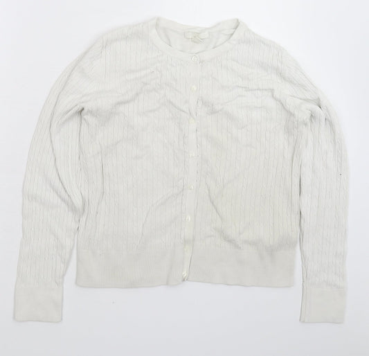 H&M Womens White  Knit Pullover Jumper Size M