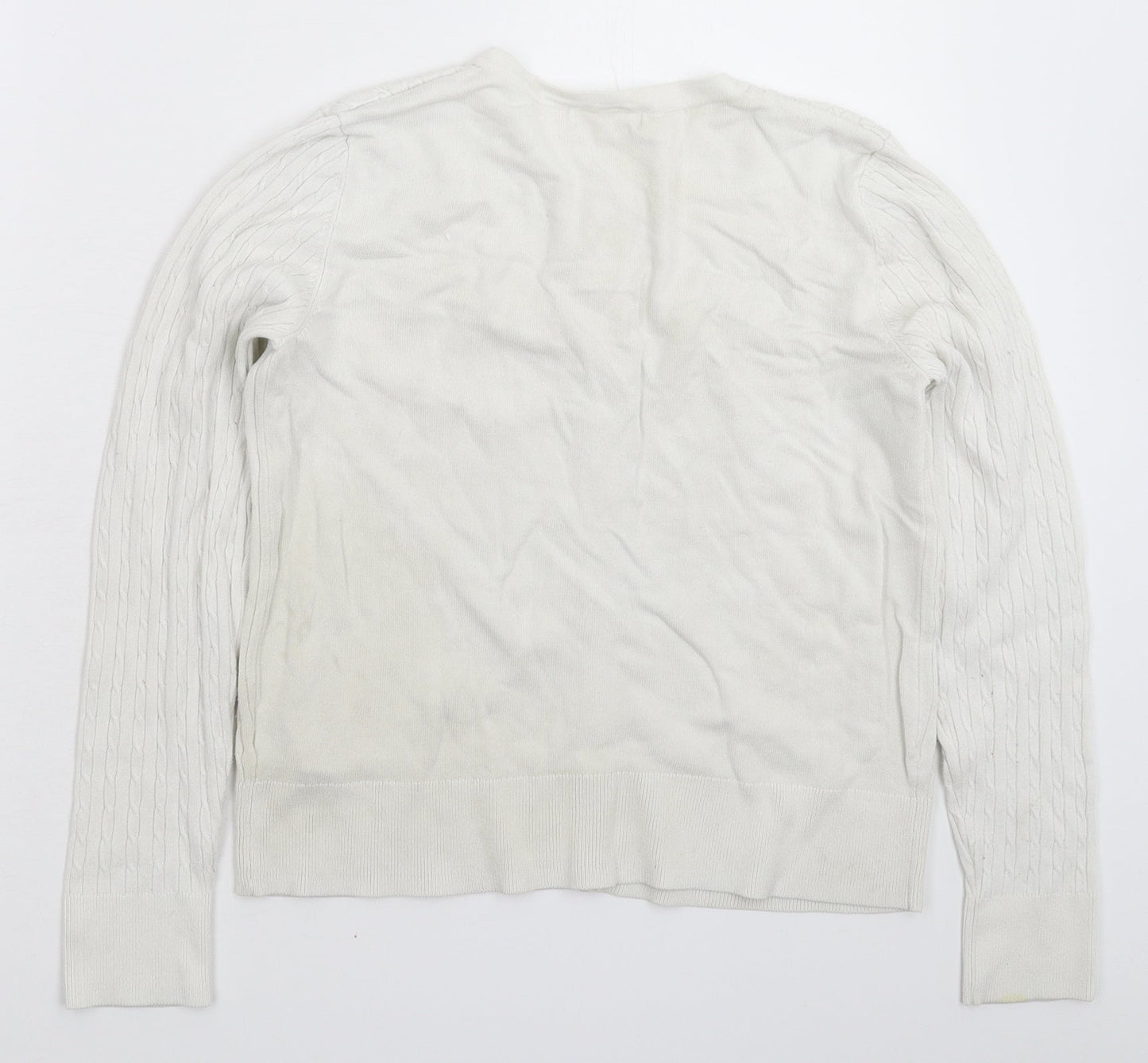 H&M Womens White  Knit Pullover Jumper Size M
