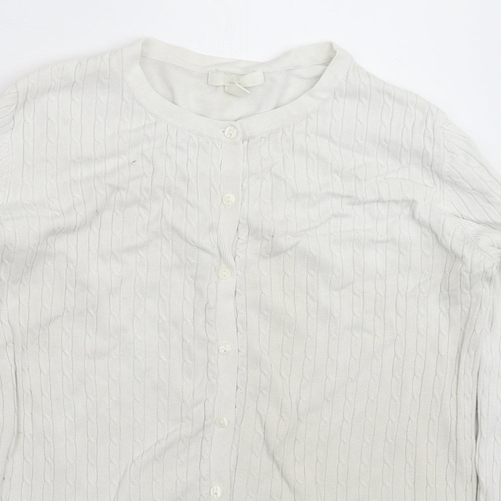 H&M Womens White  Knit Pullover Jumper Size M