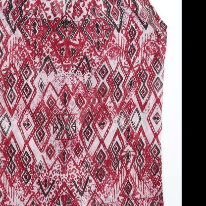 Stradivarius Womens Multicoloured Geometric  Basic Button-Up Size M