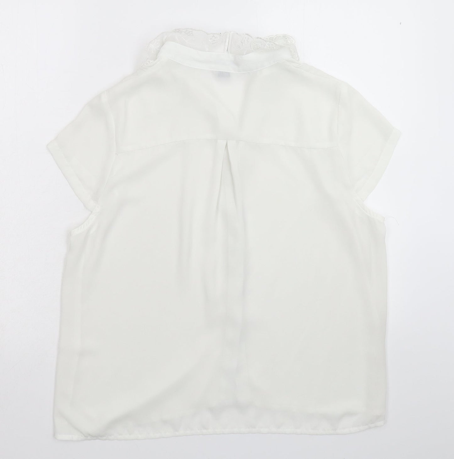 Cutie Womens White  Satin Basic Button-Up Size 16