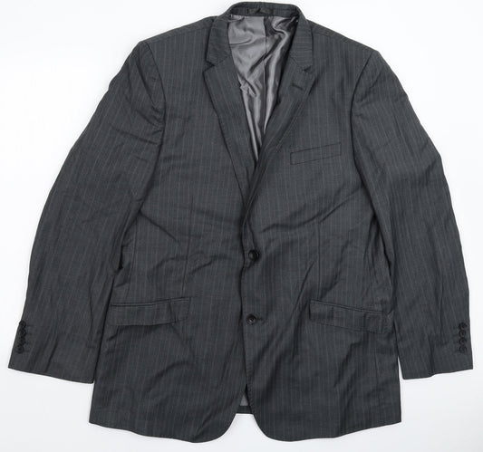 Butler & Webb Mens Grey Striped  Jacket Suit Jacket Size 44