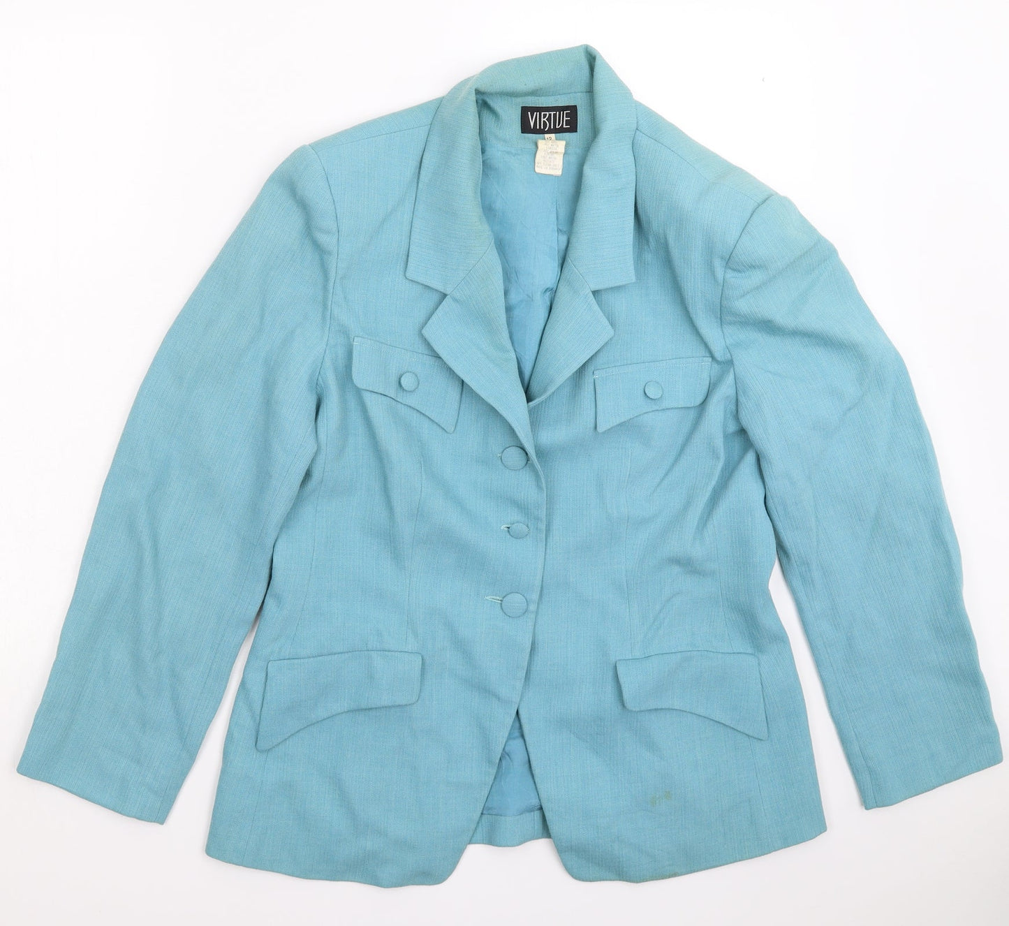 VIRTUE Womens Blue   Jacket Suit Jacket Size 12