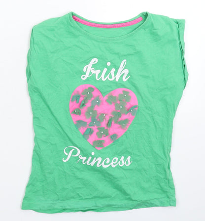 Additional front view of Dunnes girls’ green basic t-shirt, size 10, years