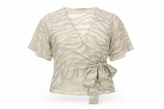 F&F Womens Gold Animal Print  Wrap Blouse Size 10  - Zebra print