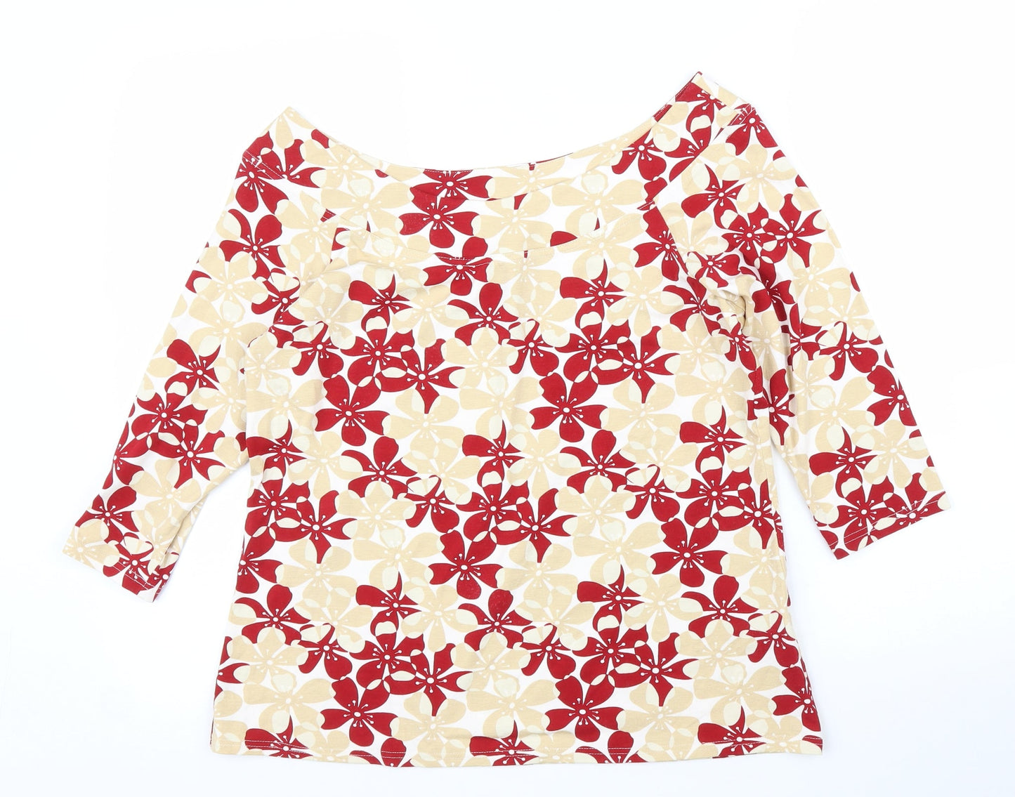 Preworn Womens Beige Floral  Basic Blouse Size M