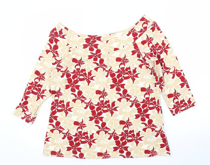Preworn Womens Beige Floral  Basic Blouse Size M