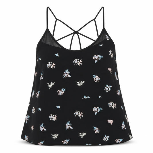 MINE Womens Black Floral  Camisole Blouse Size M