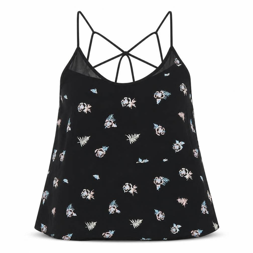 MINE Womens Black Floral  Camisole Blouse Size M