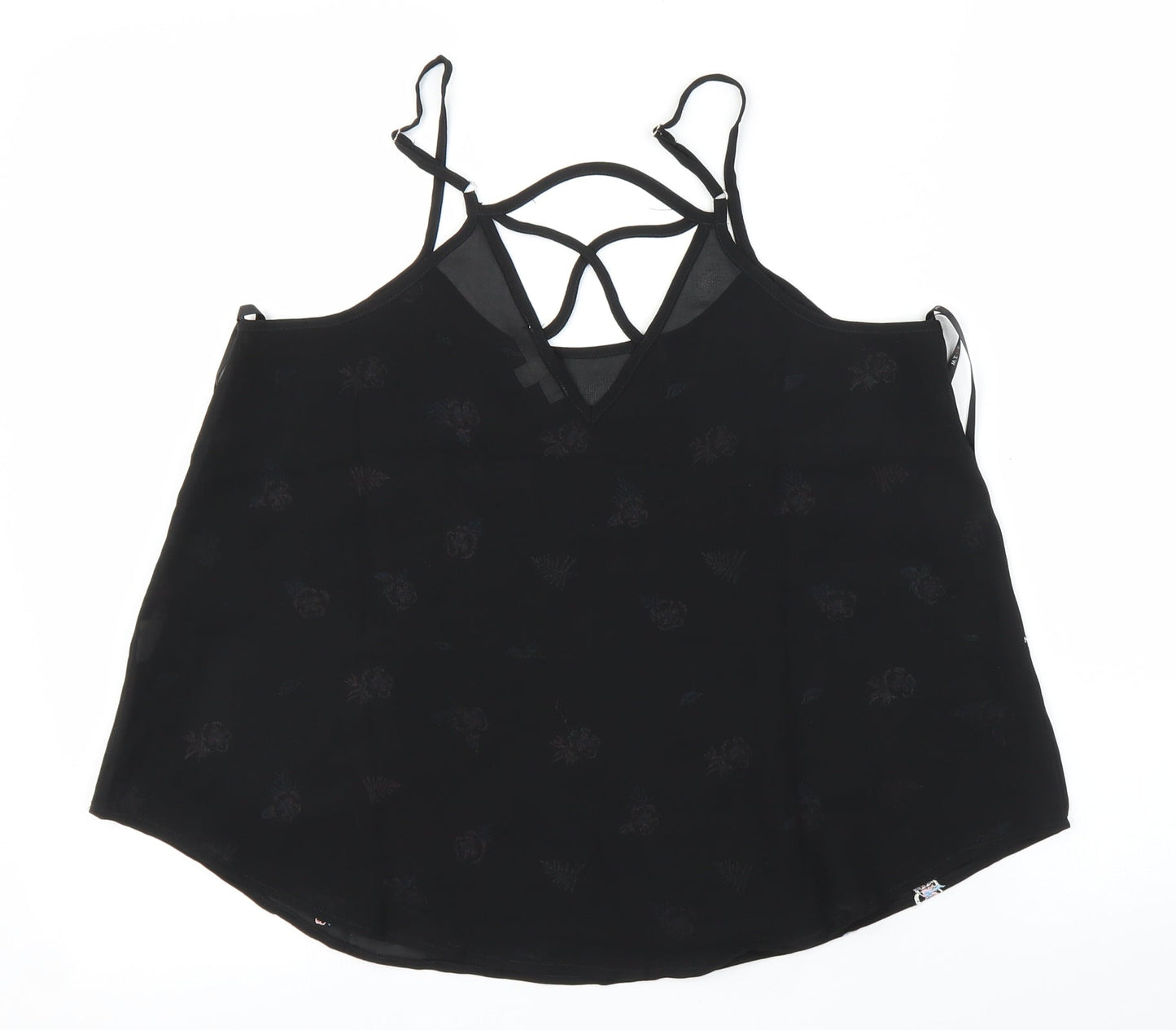 MINE Womens Black Floral  Camisole Blouse Size M