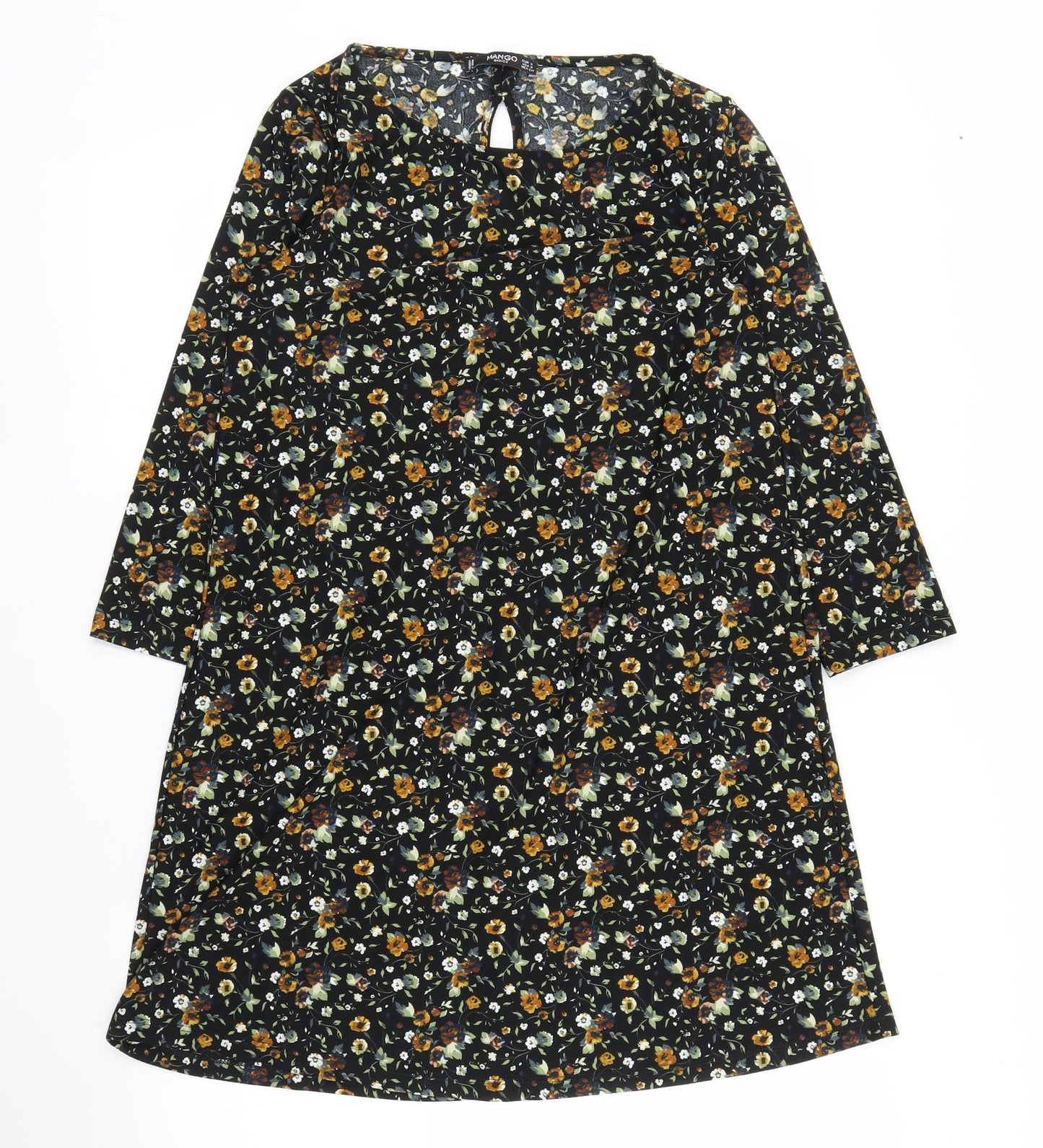 Mango Womens Black Floral  A-Line  Size S