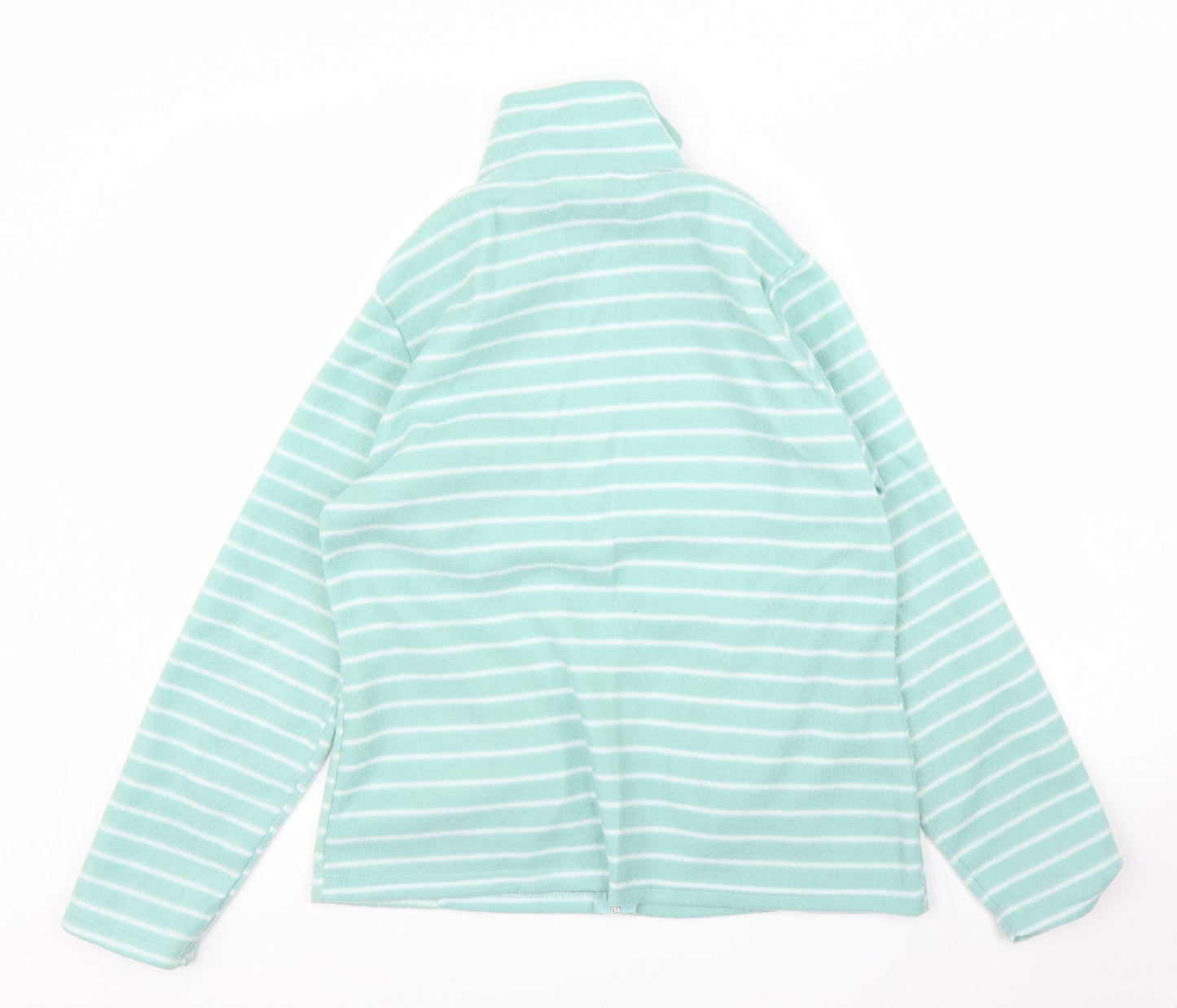 Anna De Lancay Womens Green Striped Fleece Full Zip Jumper Size S