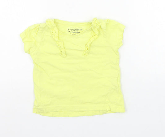Primark Girls Yellow   Basic T-Shirt Size 2-3 Years