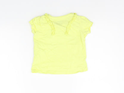 Back view of Primark girls’ yellow basic t-shirt, size 2-3, years