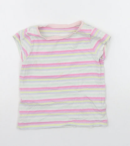 Additional front view of George girls’ multicoloured striped basic t-shirt, size 2-3, years