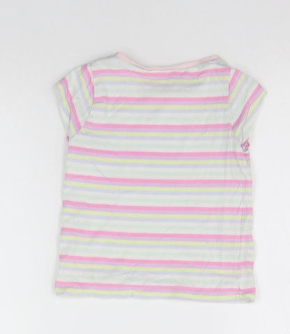 Back view of George girls’ multicoloured striped basic t-shirt, size 2-3, years