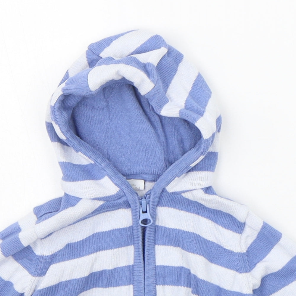 Mini Club Boys Blue Striped  Full Zip Jumper Size 0-3 Months