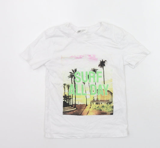 H&M Boys White   Basic T-Shirt Size 7-8 Years