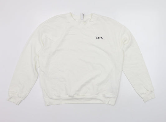 Divided Womens White   Pullover Jumper Size L