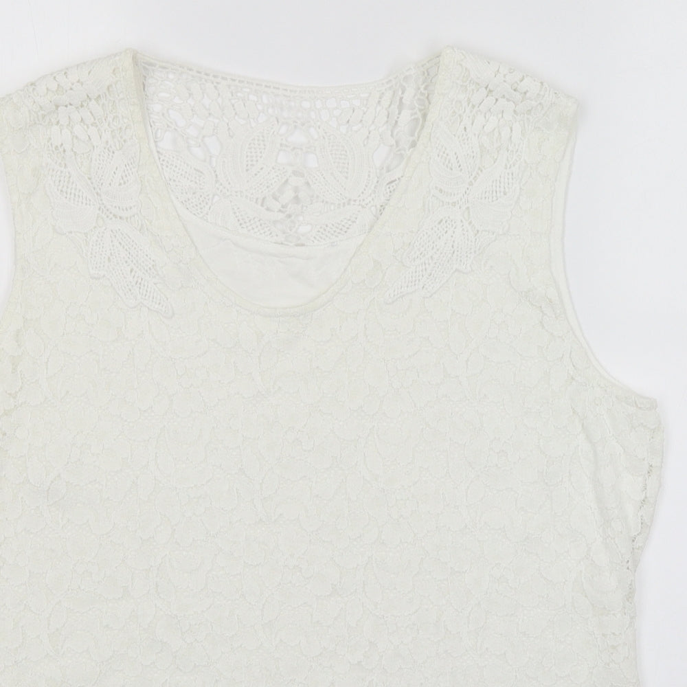 Preworn Womens White   Basic Tank Size 16