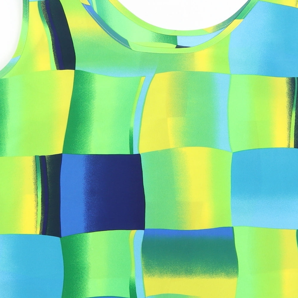 Roman Womens Green Check  Cropped Tank Size 14