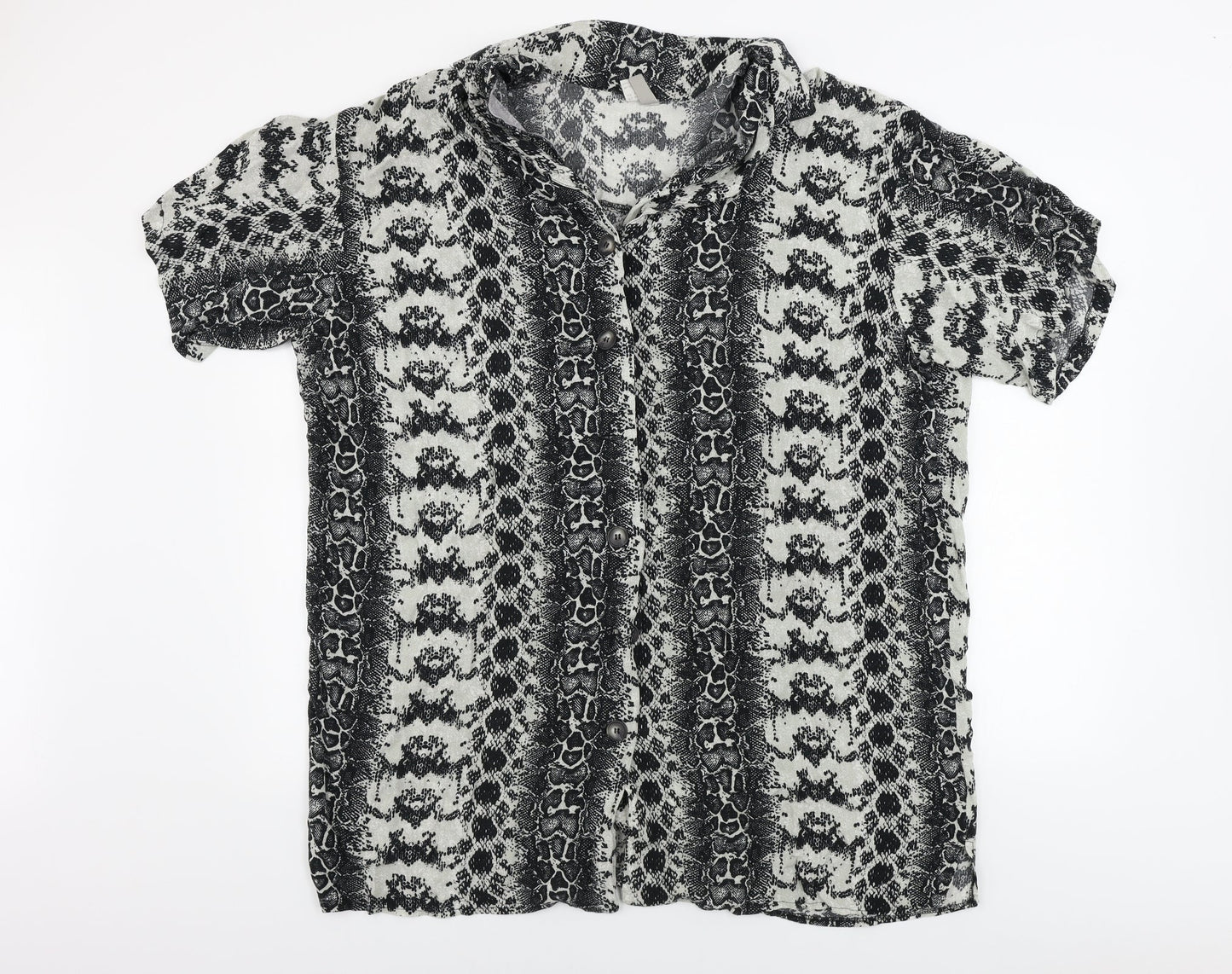 ASOS Womens Grey Animal Print  Basic Button-Up Size 12