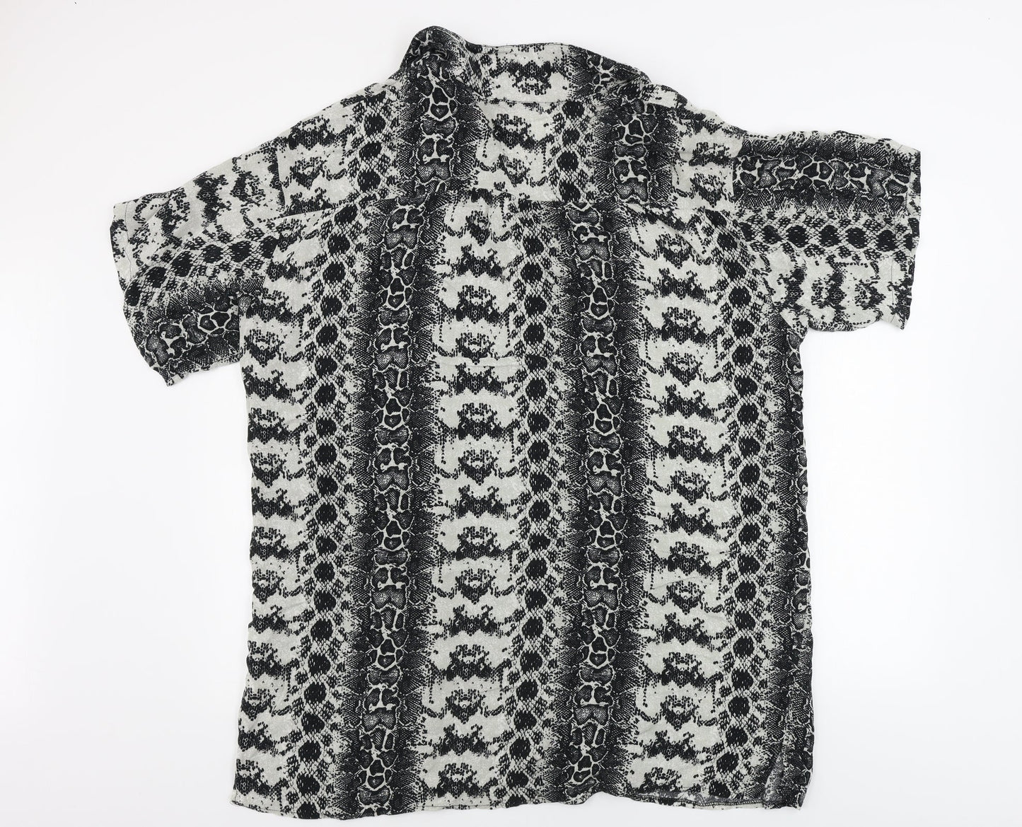ASOS Womens Grey Animal Print  Basic Button-Up Size 12