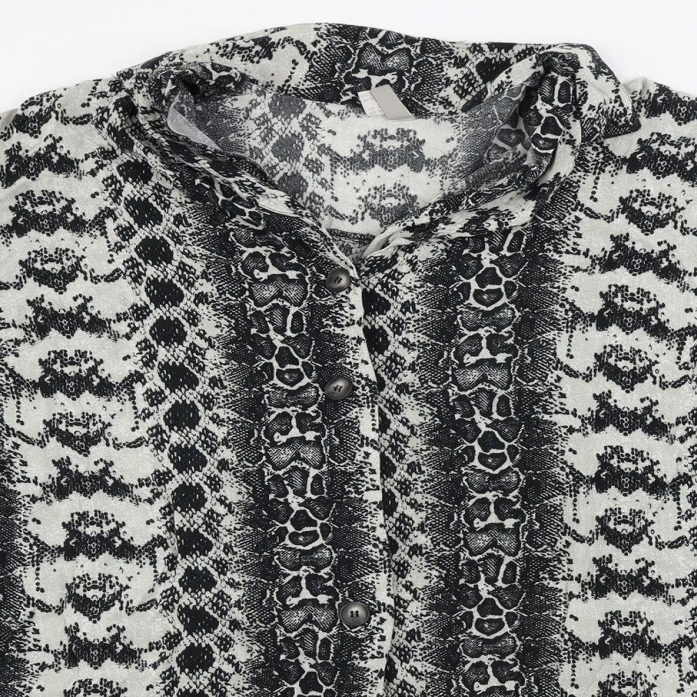 ASOS Womens Grey Animal Print  Basic Button-Up Size 12