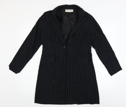 Essentials  Womens Blue Striped  Jacket Blazer Size 12