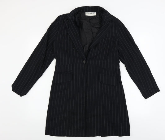 Essentials  Womens Blue Striped  Jacket Blazer Size 12