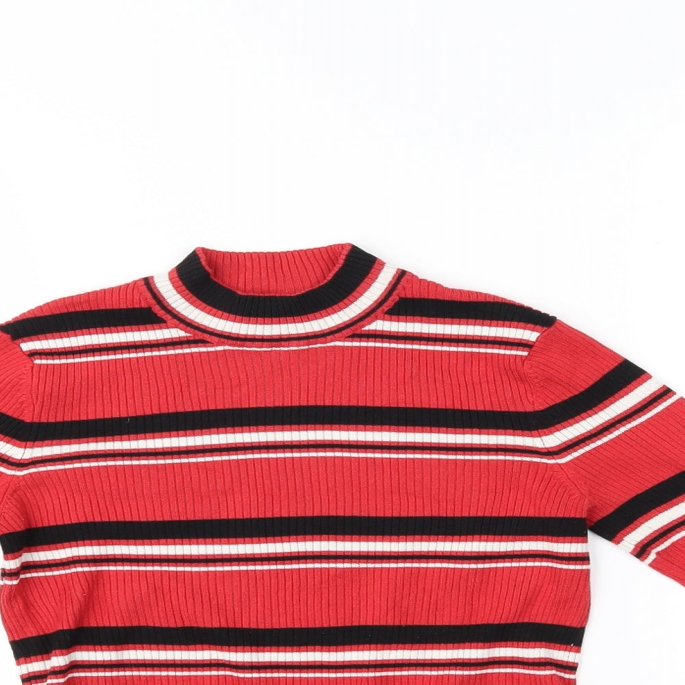 H&M Womens Red Striped  Basic Blouse Size S