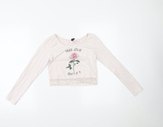 H&M Womens Pink   Cropped Blouse Size S
