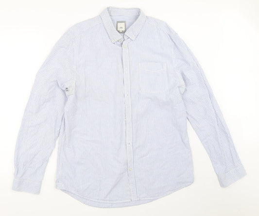 River Island Mens Blue Striped   Button-Up Size L