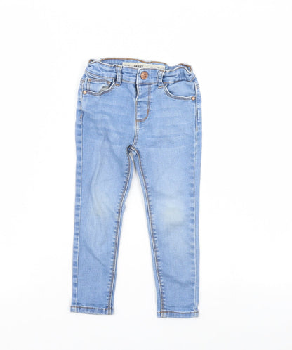Additional front view of Denim & Co. girls’ blue denim skinny jeans, size 3, years